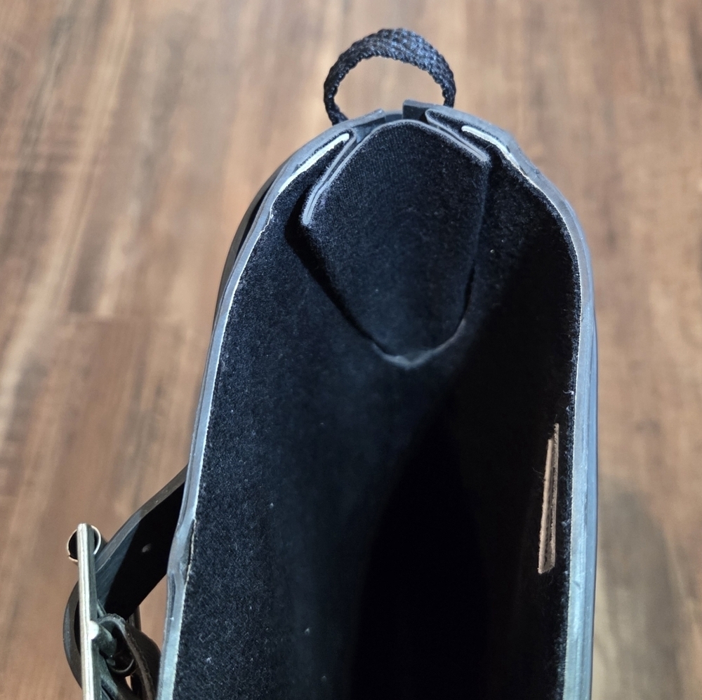 Juicy Couture Black Rain Boots Lace Up Buckle Logo Crown US 8 - Picture 11 of 15